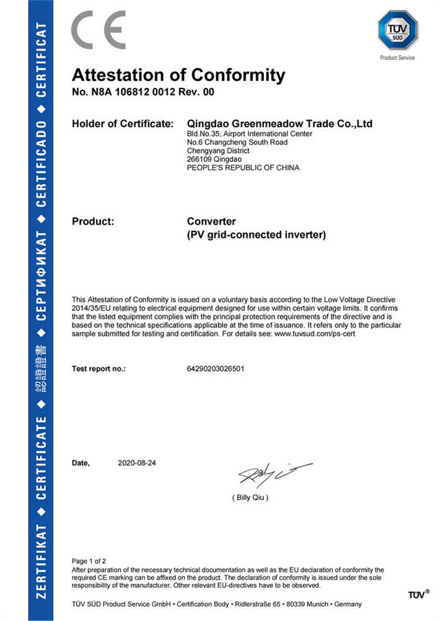 Microinverters CE Certificate
